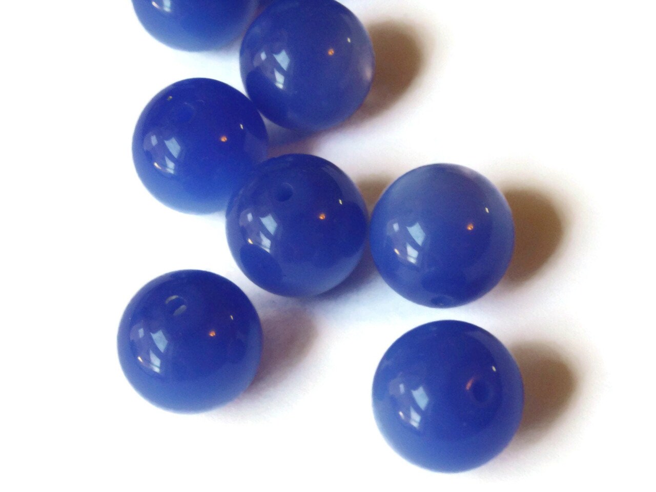 13 12mm Round Blue Vintage Moonglow Lucite Beads Loose Ball Beads Bubblegum Beads